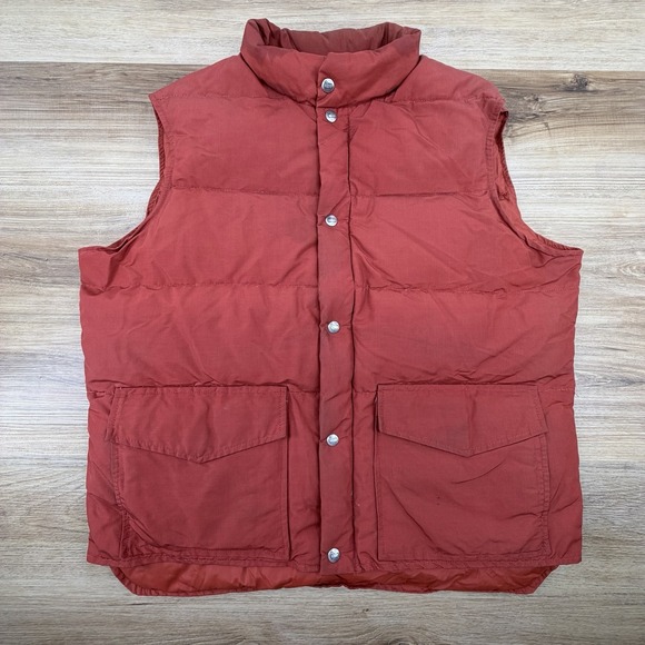 Woolrich Jackets & Blazers - Woolrich Vintage 80s‎ Women Large Puffer Jacket Vest Snap-Button Rust Red*